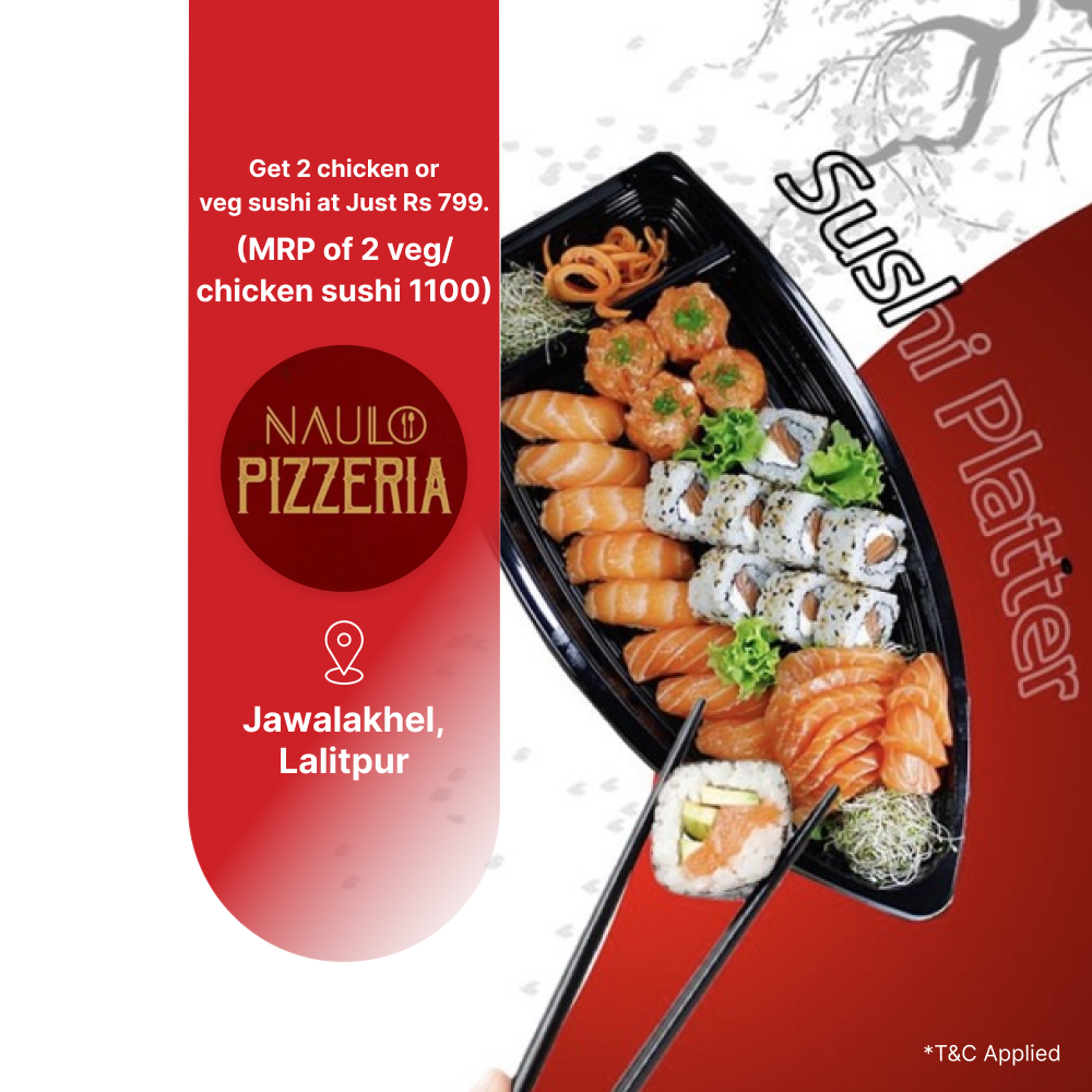 Rs 799 for 2 chicken or veg sushi at Naulo Pizzeria